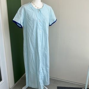 Vintage 60s 70s Mint Green Dress with Navy Trim